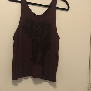 burgundy graphic tank top